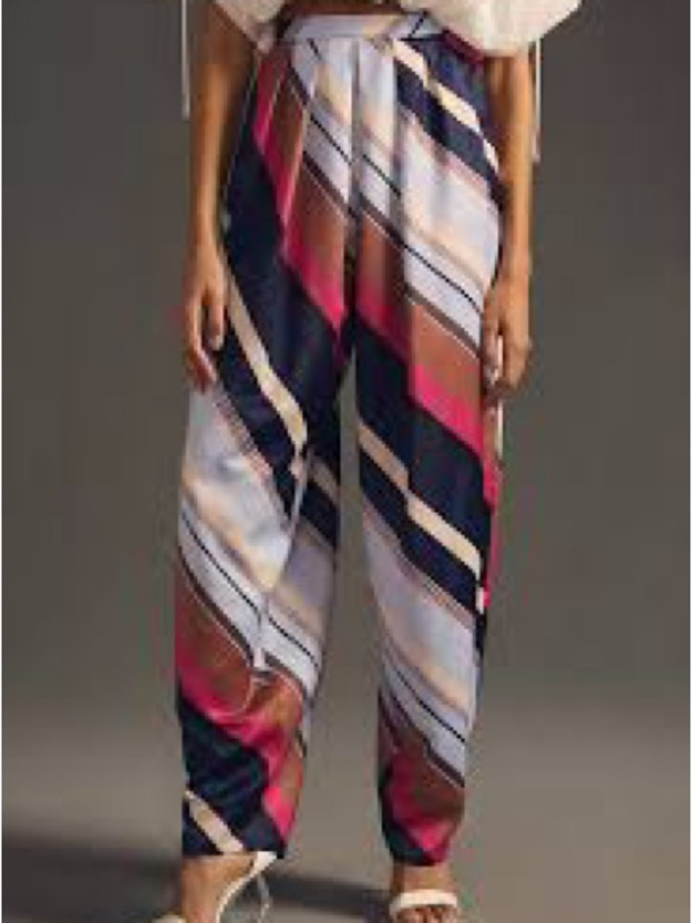 Maeve Striped High-Low Maxi Skirt in Navy, Pink & Brown